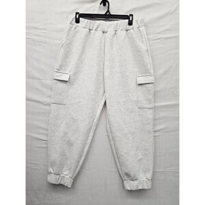 Express Womens Cargo Jogger Grey Polyester Blend Relaxed Size XL